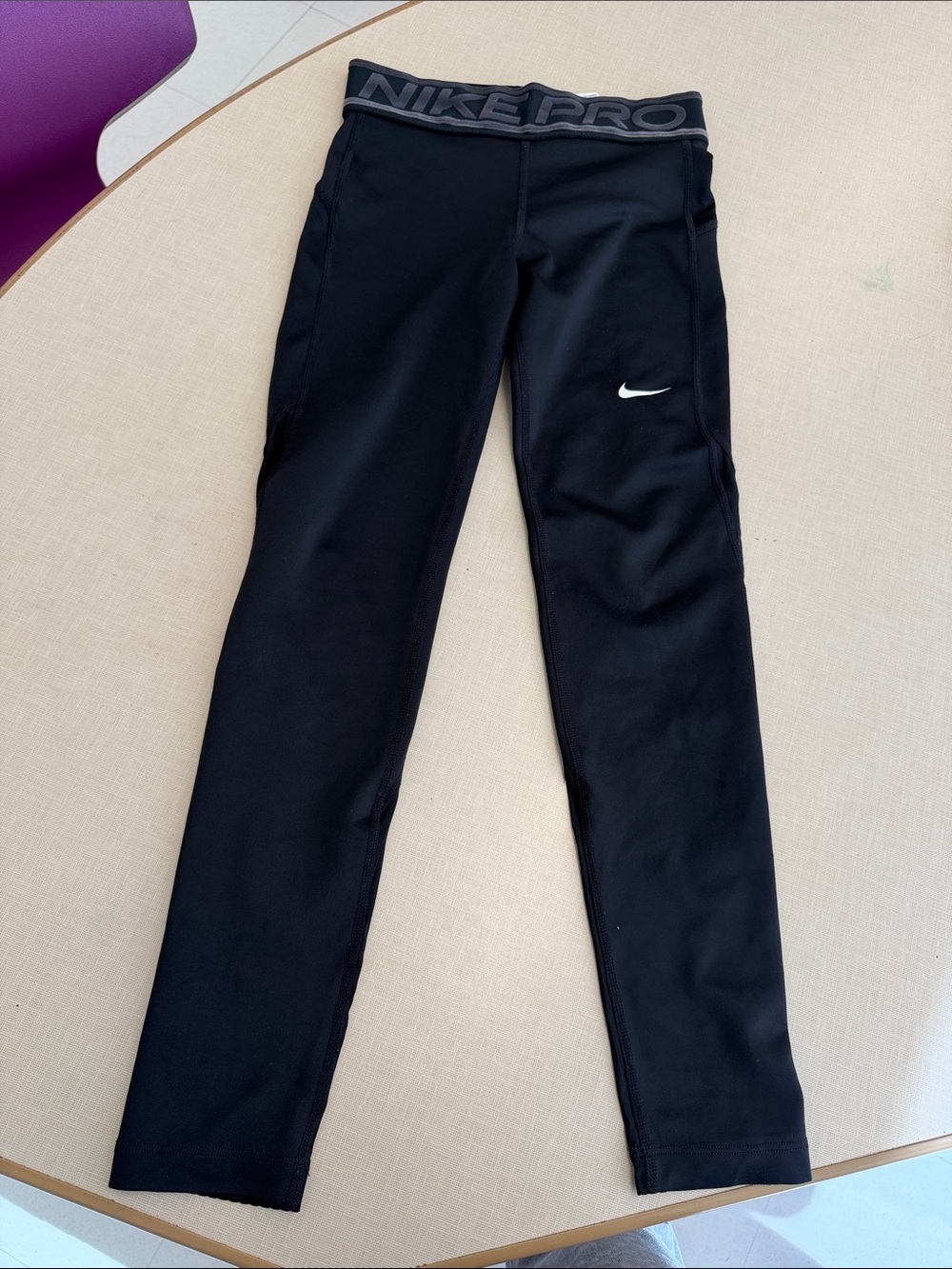Nike Black Kids' Pro Leggings with White Swoosh Detail